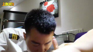 Chinese pilot having blowjob in hotel